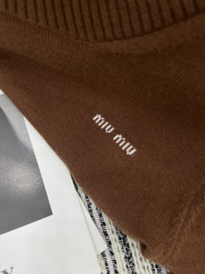  Miu Miu Cashmere knit cardigan sweater brown #3887 - Image 2