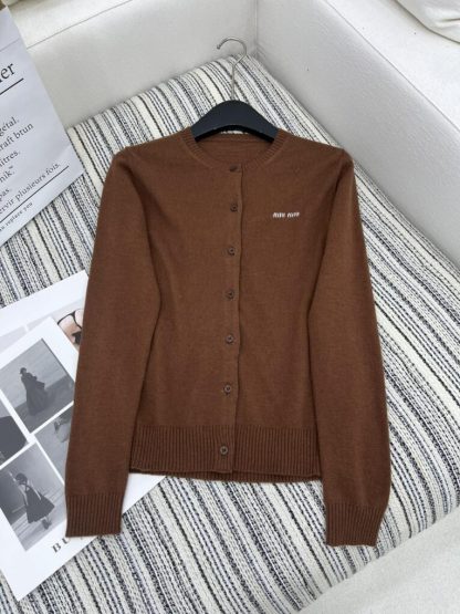 Replica Miu Miu Cashmere knit cardigan with Buttons brown #3884