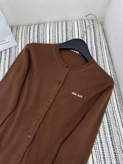  Miu Miu Cashmere knit cardigan with Buttons brown #3884 - Image 4