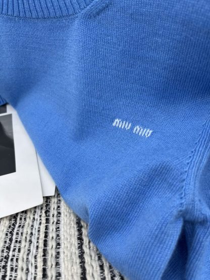  Miu Miu Cashmere knit cardigan sweater blue #3883 - Image 4
