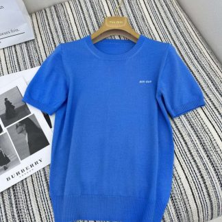 Replica Miu Miu Cashmere knit cardigan sweater blue #3883