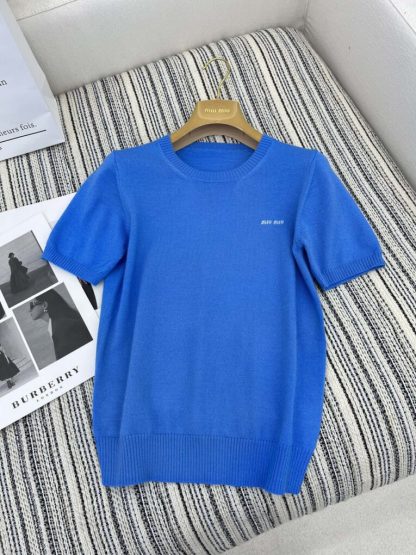 Replica Miu Miu Cashmere knit cardigan sweater blue #3883
