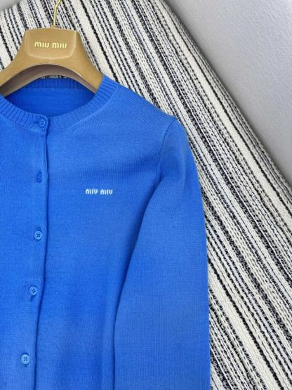  Miu Miu Cashmere knit cardigan with Buttons blue #3882 - Image 4