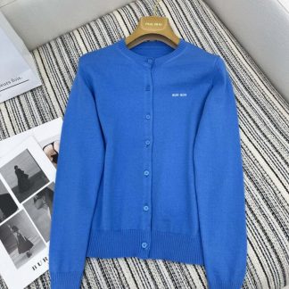 Replica Miu Miu Cashmere knit cardigan with Buttons blue #3882