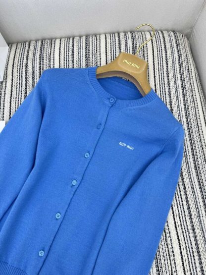  Miu Miu Cashmere knit cardigan with Buttons blue #3882 - Image 3