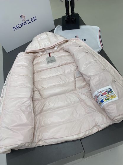 REPLICA MONCLER WOMEN'S BARANTE HOODED SHORT DOWN JACKET PINK #3877 - Image 8