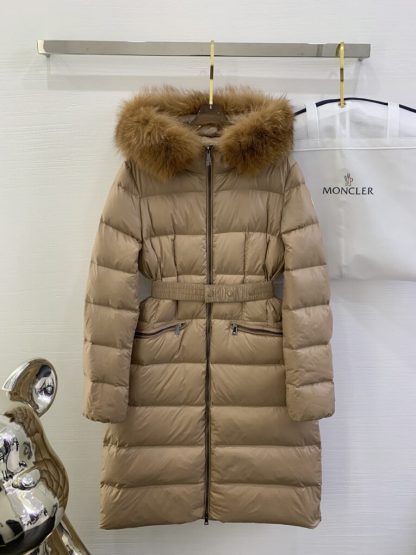 Replica Moncler Women's Boedic Long Down Jacket Camel Beige #3755