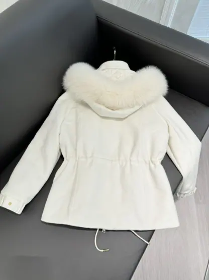  Loro Piana Icery Short Fox Fur Trim Jacket Coat For Women #3917 - Image 8