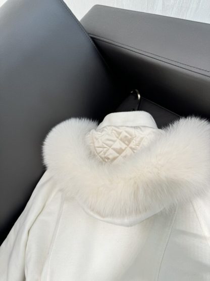  Loro Piana Icery Short Fox Fur Trim Jacket Coat For Women #3917 - Image 3