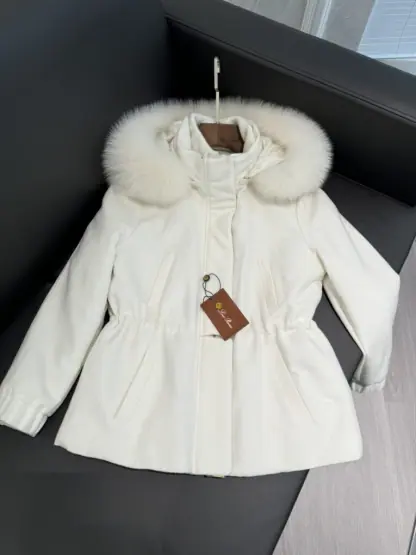 Replica Loro Piana Icery Short Fox Fur Trim Jacket Coat For Women #3917