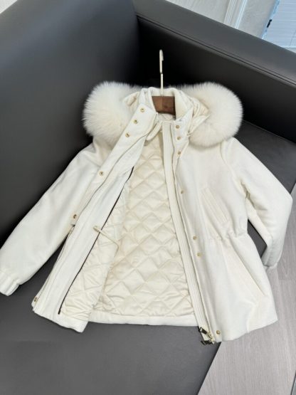  Loro Piana Icery Short Fox Fur Trim Jacket Coat For Women #3917 - Image 2