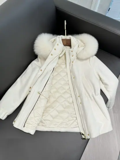  Loro Piana Icery Short Fox Fur Trim Jacket Coat For Women #3917 - Image 2
