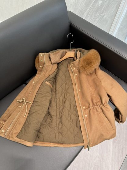  Loro Piana Icery Short Fox Fur Trim Jacket Coat For Women #3915 - Image 8