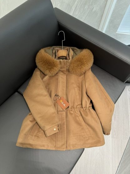  Loro Piana Icery Short Fox Fur Trim Jacket Coat For Women #3915 - Image 2