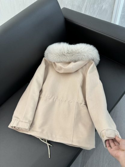  Loro Piana Icery Short Fox Fur Trim Jacket Coat For Women #3914 - Image 9