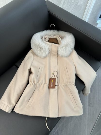 Replica Loro Piana Icery Short Fox Fur Trim Jacket Coat For Women #3914