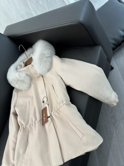  Loro Piana Icery Short Fox Fur Trim Jacket Coat For Women #3914 - Image 4