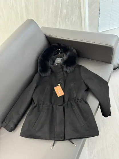  Loro Piana Icery Short Fox Fur Trim Jacket Coat For Women #3916 - Image 4