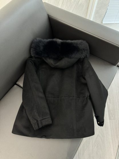  Loro Piana Icery Short Fox Fur Trim Jacket Coat For Women #3916 - Image 2