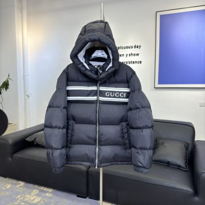  GUCCI MEN'S NAVY NYLON PUFFER HOODED DOWN JACKET #3838 - Image 6
