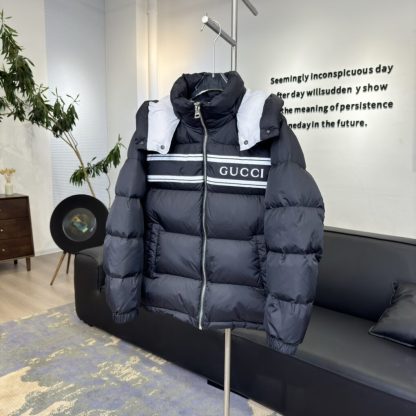  GUCCI MEN'S NAVY NYLON PUFFER HOODED DOWN JACKET #3838 - Image 7