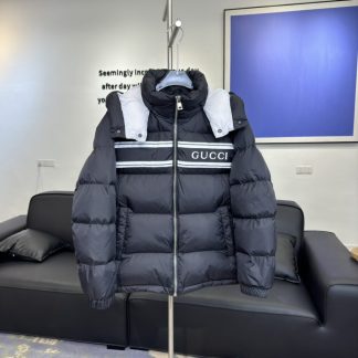 Replica GUCCI MEN'S NAVY NYLON PUFFER HOODED DOWN JACKET#3838