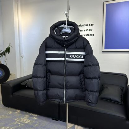  GUCCI MEN'S NAVY NYLON PUFFER HOODED DOWN JACKET #3838 - Image 9