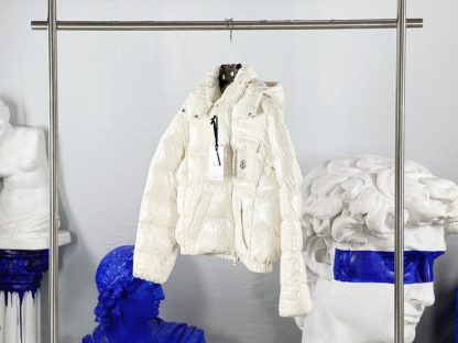 REPLICA MONCLER ANDRO HOODED SHORT DOWN JACKET WHITE #3873 - Image 5
