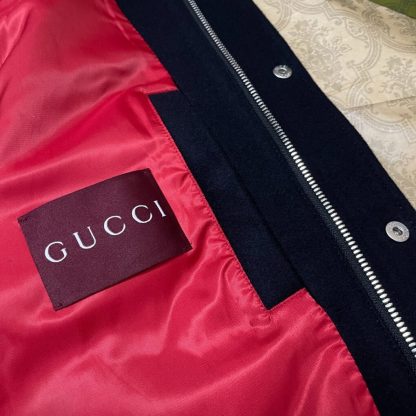 REPLICA GUCCI MEN'S WOOL AND LEATHER VARSITY JACKET REAL LEATHER #3840 - Image 10