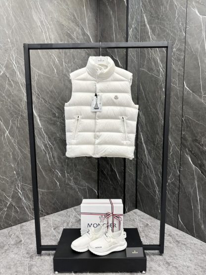 REPLICA MEN'S MONCLER TIBB DOWN GILET VEST WHITE#3776 - Image 9