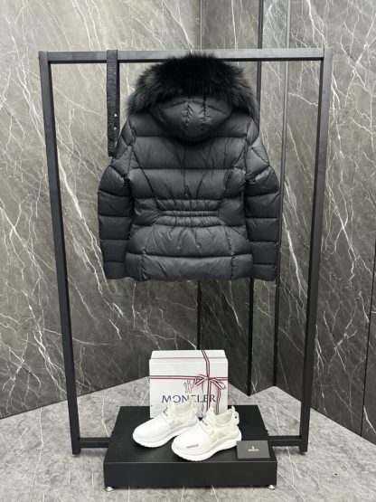 REPLICA MONCLER WOMEN'S BOED HOODED SHEARLING SHORT DOWN JACKET BLACK #3828 - Image 10