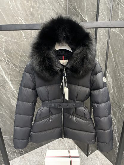 REPLICA MONCLER WOMEN'S BOED HOODED SHEARLING SHORT DOWN JACKET BLACK #3828 - Image 8
