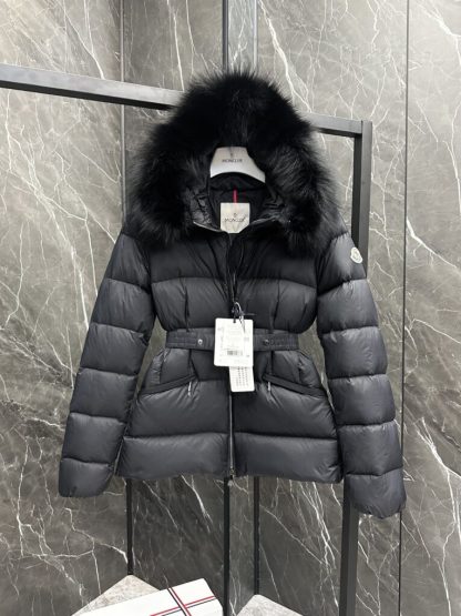 REPLICA MONCLER WOMEN'S BOED HOODED SHEARLING SHORT DOWN JACKET BLACK #3828 - Image 5