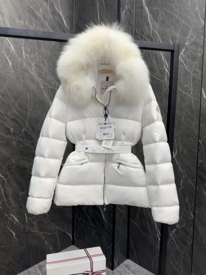 REPLICA MONCLER WOMEN'S BOED HOODED SHEARLING SHORT DOWN JACKET WHITE #3827 - Image 9