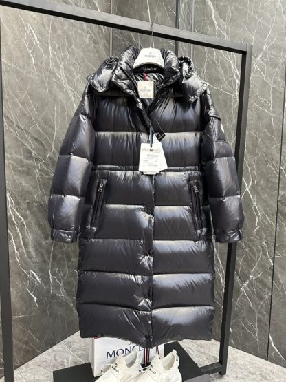 REPLICA MONCLER CAVETTAZ HOODED LONG DOWN JACKET BLACK #3820 - Image 3