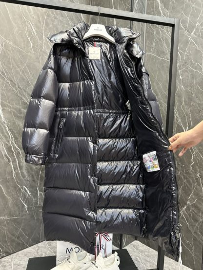 REPLICA MONCLER CAVETTAZ HOODED LONG DOWN JACKET BLACK #3820 - Image 4