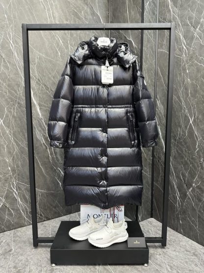 REPLICA MONCLER CAVETTAZ HOODED LONG DOWN JACKET BLACK #3820 - Image 5