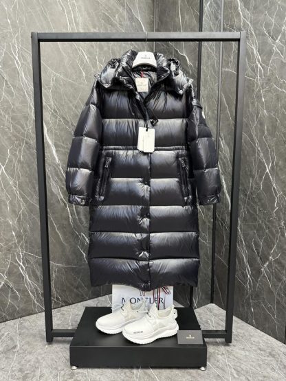 REPLICA MONCLER CAVETTAZ HOODED LONG DOWN JACKET BLACK #3820 - Image 8