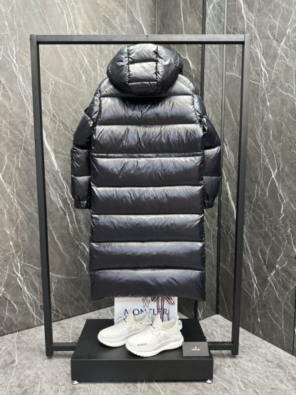 REPLICA MONCLER CAVETTAZ HOODED LONG DOWN JACKET BLACK #3820 - Image 9
