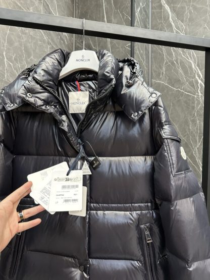 REPLICA MONCLER CAVETTAZ HOODED LONG DOWN JACKET BLACK #3820 - Image 10