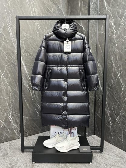 REPLICA MONCLER CAVETTAZ HOODED LONG DOWN JACKET BLACK #3820 - Image 2