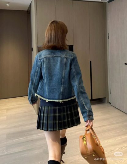  Miu Miu Denim blouson jacket Women 2025 navy blue #3870 - Image 8