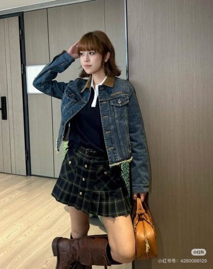  Miu Miu Denim blouson jacket Women 2025 navy blue #3870 - Image 13
