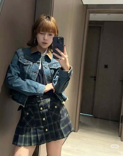  Miu Miu Denim blouson jacket Women 2025 navy blue #3870 - Image 10