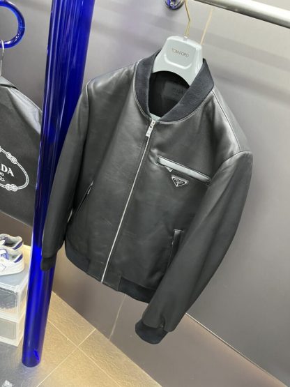  Men's Prada Nappa leather bomber jacket #3757 - Image 17
