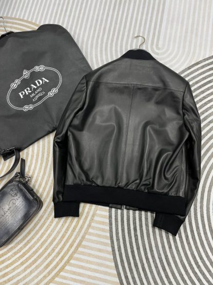  Men's Prada Nappa leather bomber jacket #3757 - Image 3