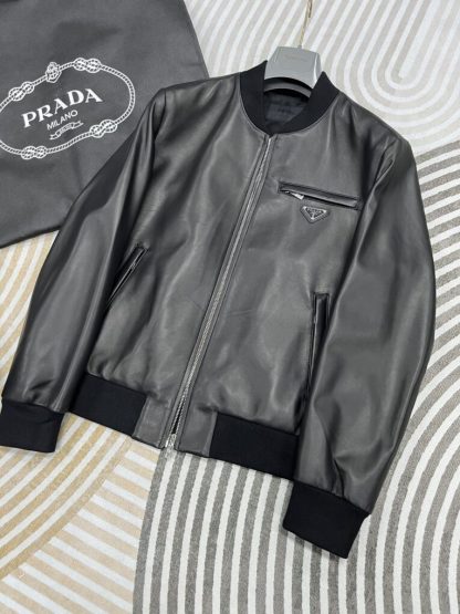  Men's Prada Nappa leather bomber jacket #3757 - Image 9