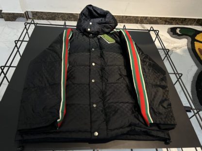  GUCCI MEN'S GG NYLON JACQUARD JACKET WITH WEB 715519 #3833 - Image 3