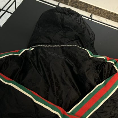  GUCCI MEN'S GG NYLON JACQUARD JACKET WITH WEB 715519 #3833 - Image 6