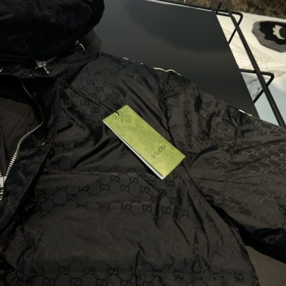  GUCCI MEN'S GG NYLON JACQUARD JACKET WITH WEB 715519 #3833 - Image 9